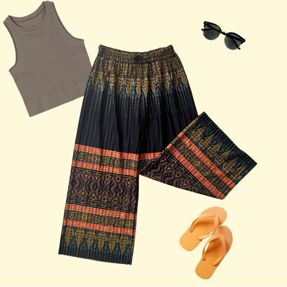 Tribal pattern wide leg culottes pants - Picture 1 of 4